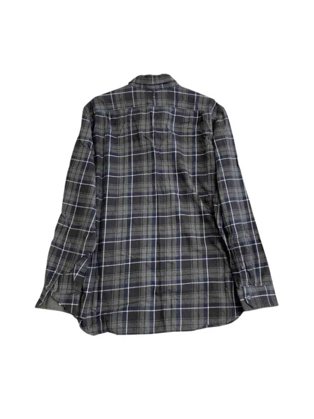 Banana Republic Men's XL Plaid Flannel Button-Down Shirt Navy/Gray P0076